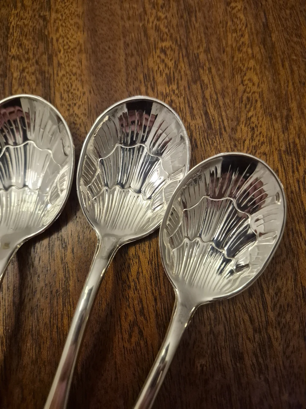 Silver Plated ‎ Floral-Scallop Dessert Spoon Set - 6 Pieces Made In Italy